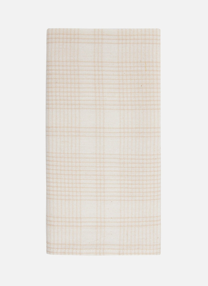 Marianne plaid cream napkin folded to show the tonal cream-on-cream handwoven check