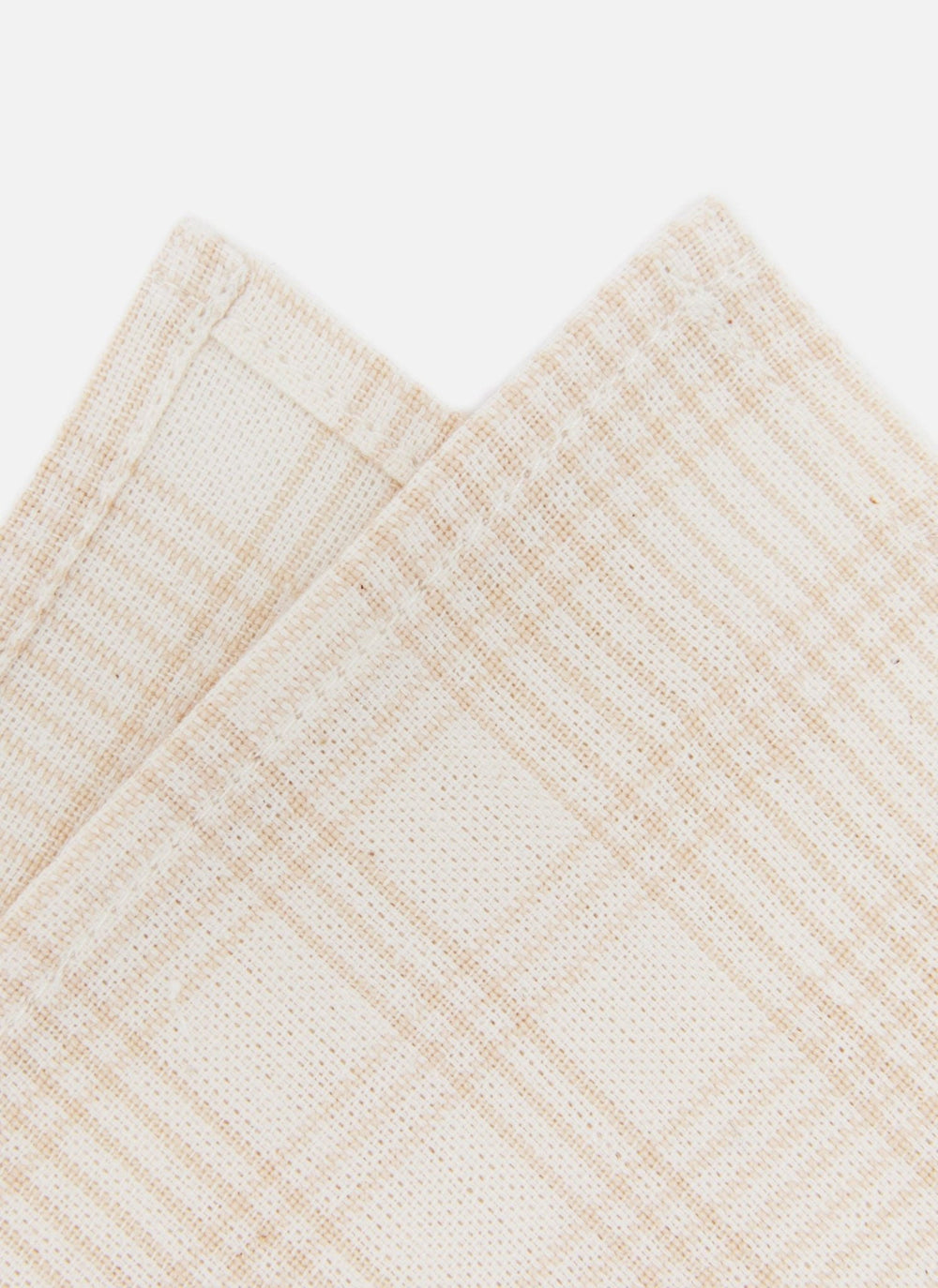Close-up of the cream-on-cream Marianne plaid weave showing the subtle windowpane pattern