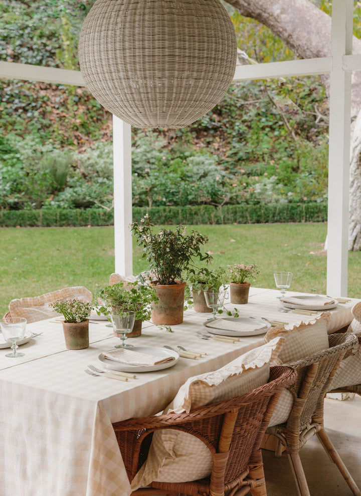 GINGHAM - Cream Tablecloth Heather Taylor Home variable GINGHAM - Cream Tablecloth Bonjour Fete - Party Supplies