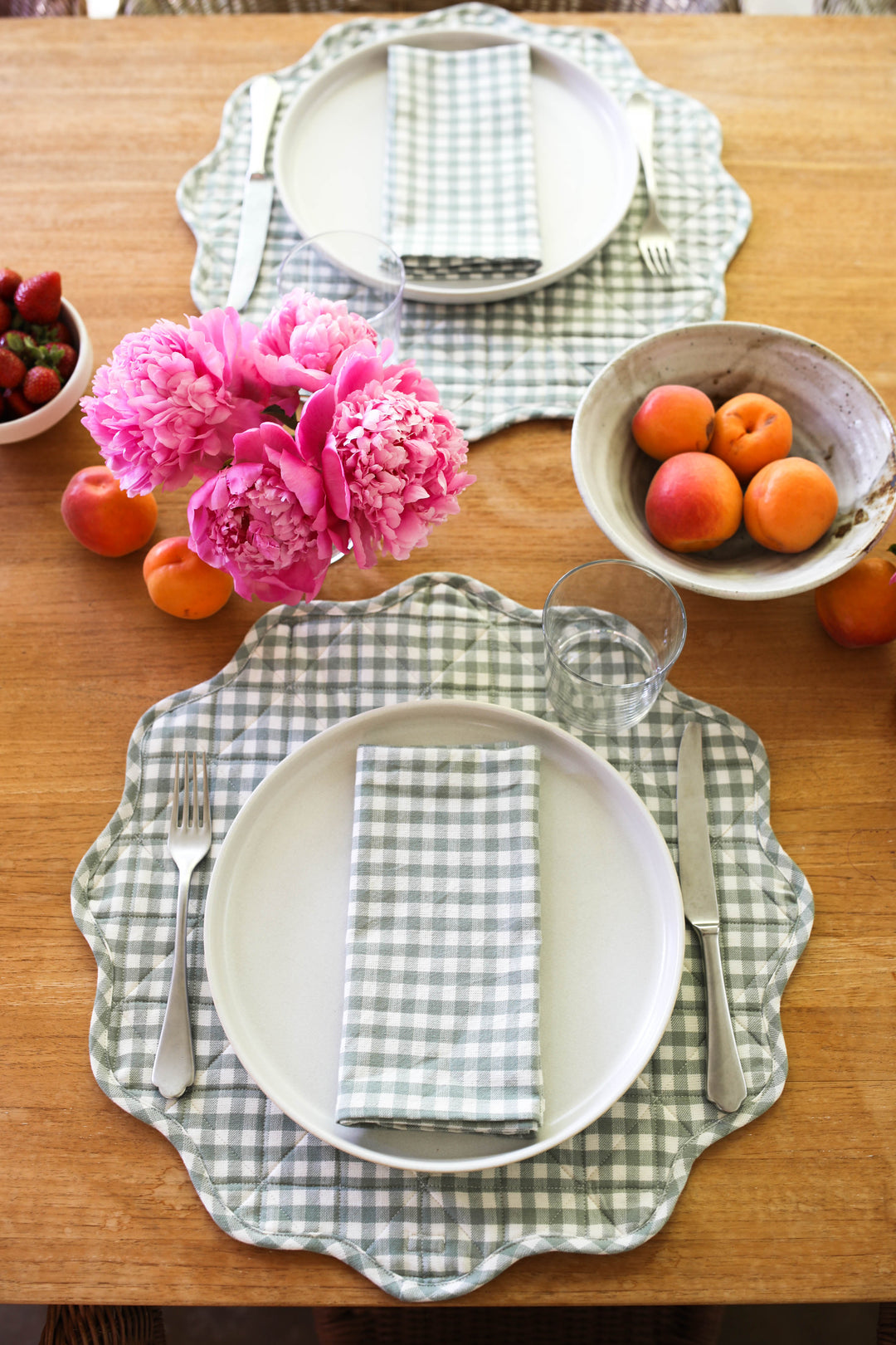 Mini Gingham Sage Napkins