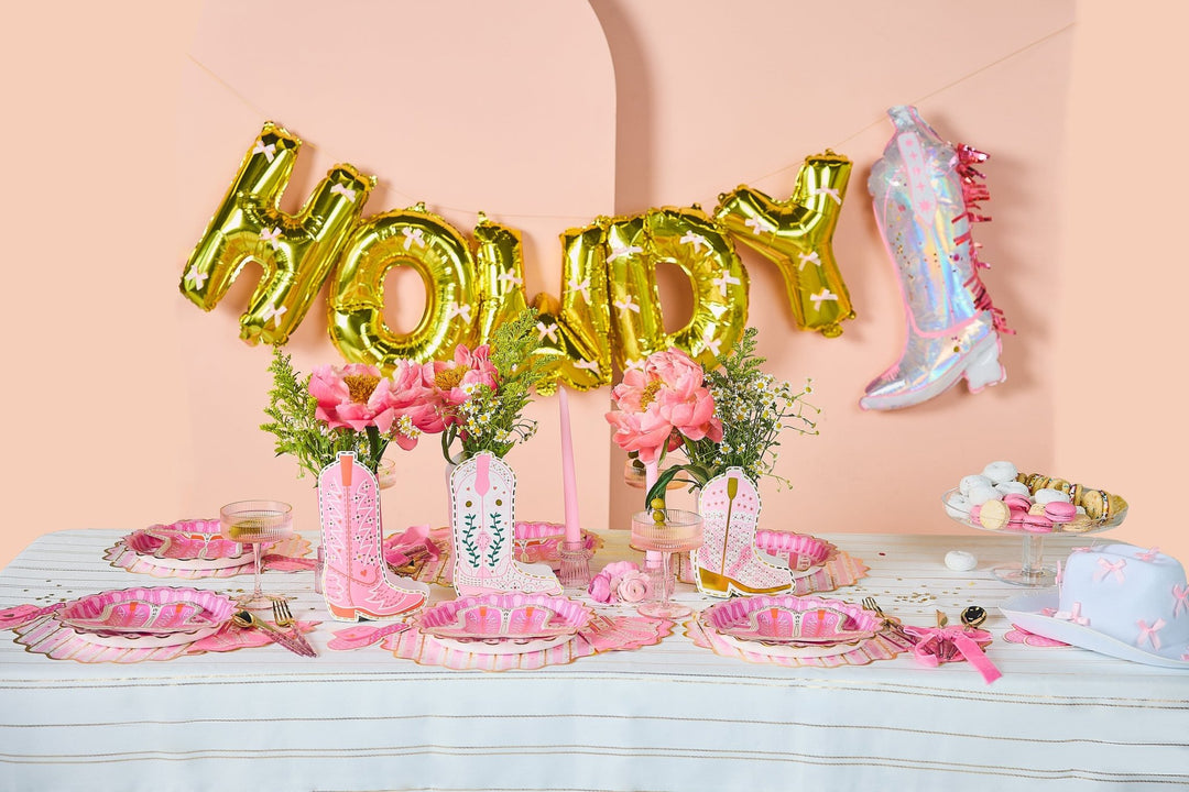 Western themed gold balloon banner for cowgirl bachelorettes and birthdays