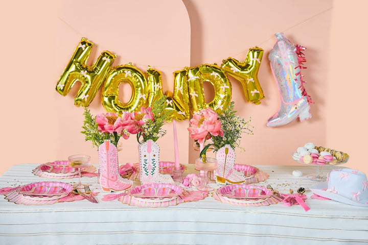 Western themed gold balloon banner for cowgirl bachelorettes and birthdays