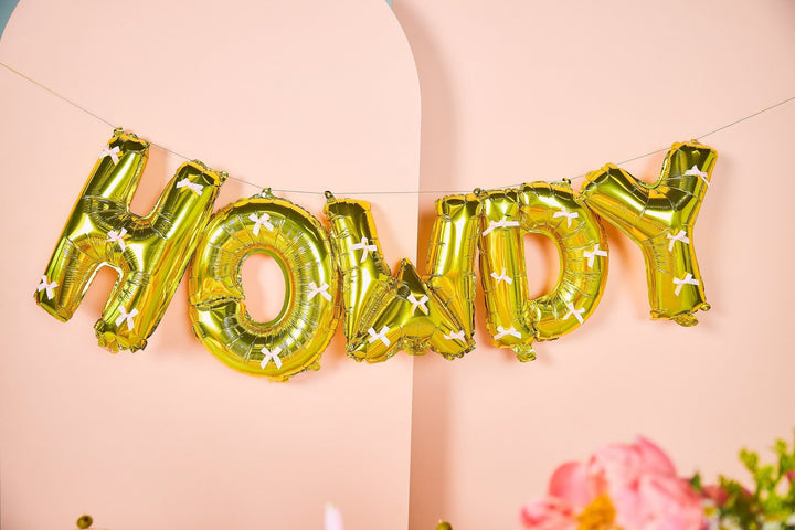 Western themed gold balloon banner for cowgirl bachelorettes and birthdays