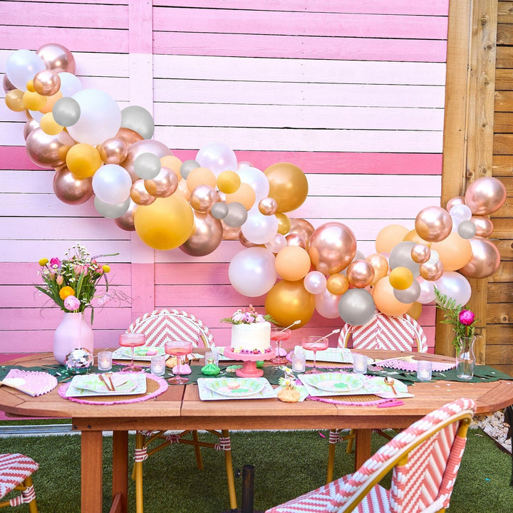 Metallic balloon garland kit with 150 balloons in metallic and soft neutral tones