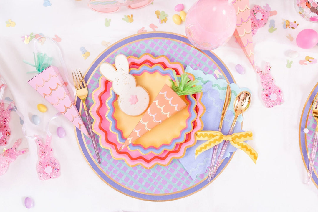 Easter confetti with pastel bunny shaped mylar and fluffy white pom pom tails, 30 grams