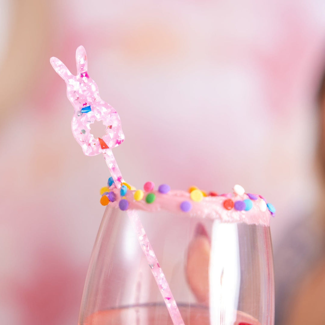 Bunny shaped acrylic cocktail stirrers for Easter brunches and spring parties