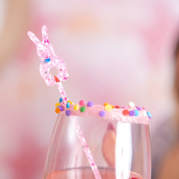 Bunny shaped acrylic cocktail stirrers for Easter brunches and spring parties