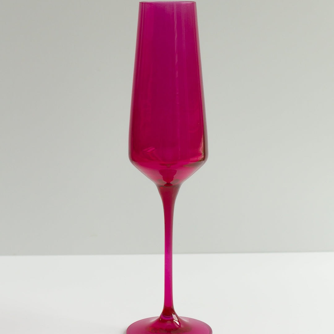 Estelle Colored Champagne Flute - Set of 6 {Viva Magenta (Our Fuchsia)} Estelle Colored Glass glassware Estelle Colored Champagne Flute - Set of 6 {Viva Magenta (Our Fuchsia)} Bonjour Fete - Party Supplies