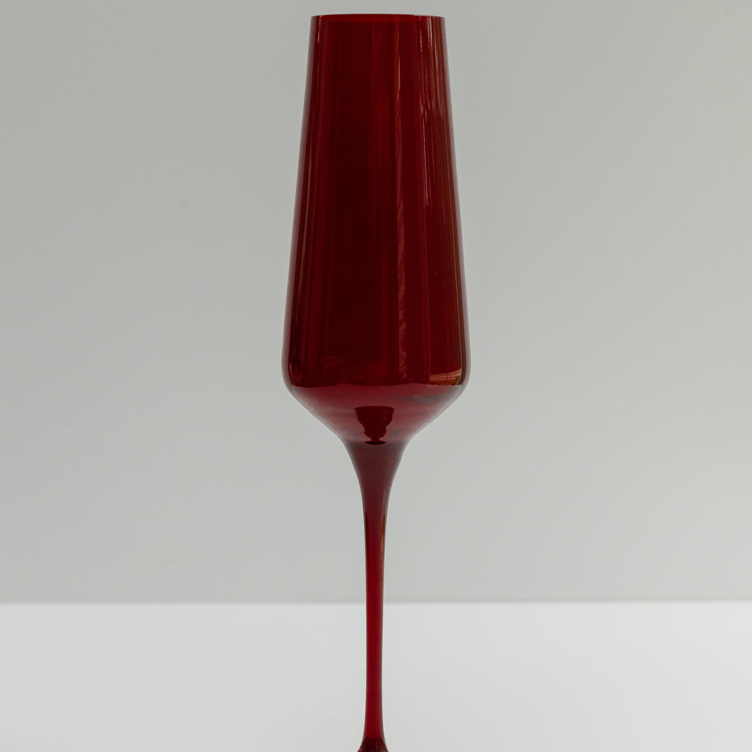Estelle Colored Champagne Flute - Set of 6 {Red} Estelle Colored Glass glassware Estelle Colored Champagne Flute - Set of 6 {Red} Bonjour Fete - Party Supplies