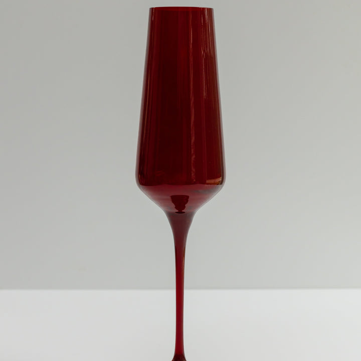 Estelle Colored Champagne Flute - Set of 6 {Red} Estelle Colored Glass glassware Estelle Colored Champagne Flute - Set of 6 {Red} Bonjour Fete - Party Supplies