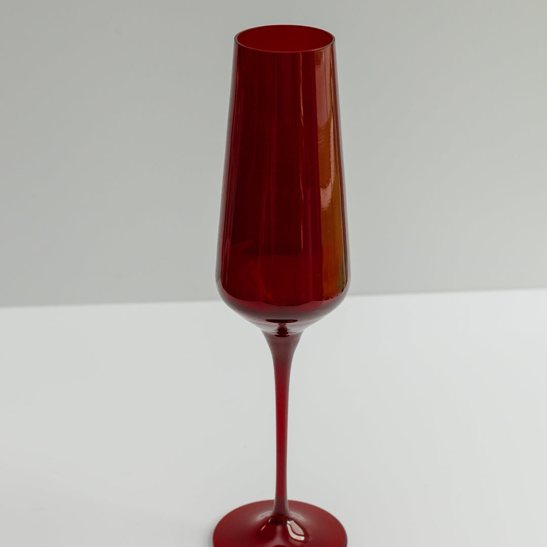 Estelle Colored Champagne Flute - Set of 6 {Red} Estelle Colored Glass glassware Estelle Colored Champagne Flute - Set of 6 {Red} Bonjour Fete - Party Supplies