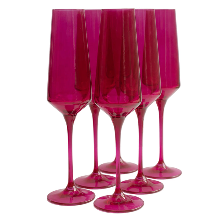 Estelle Colored Champagne Flute - Set of 6 {Viva Magenta (Our Fuchsia)} Estelle Colored Glass glassware Estelle Colored Champagne Flute - Set of 6 {Viva Magenta (Our Fuchsia)} Bonjour Fete - Party Supplies