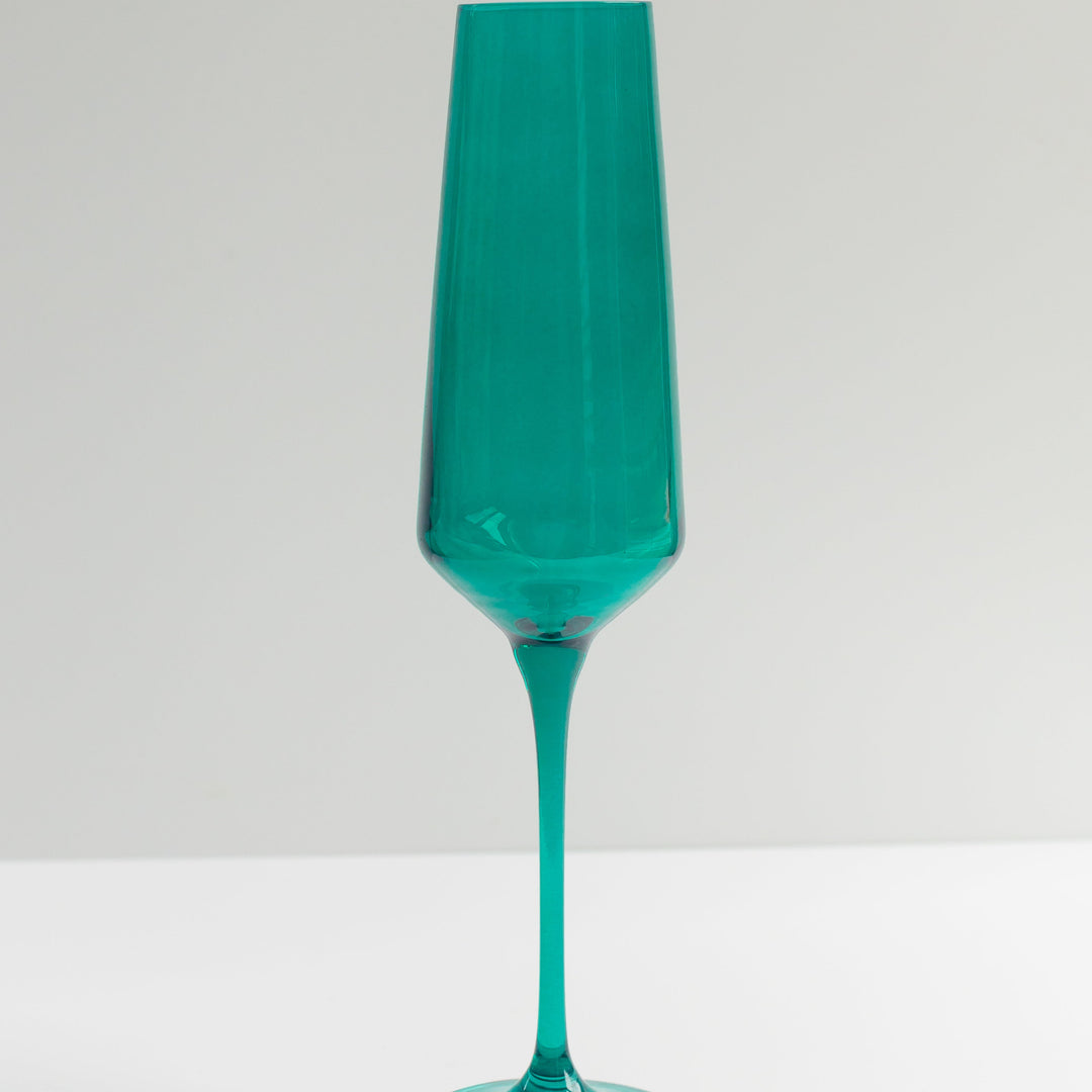 Estelle Colored Champagne Flute - Set of 6 {Emerald Green} Estelle Colored Glass glassware Estelle Colored Champagne Flute - Set of 6 {Emerald Green} Bonjour Fete - Party Supplies