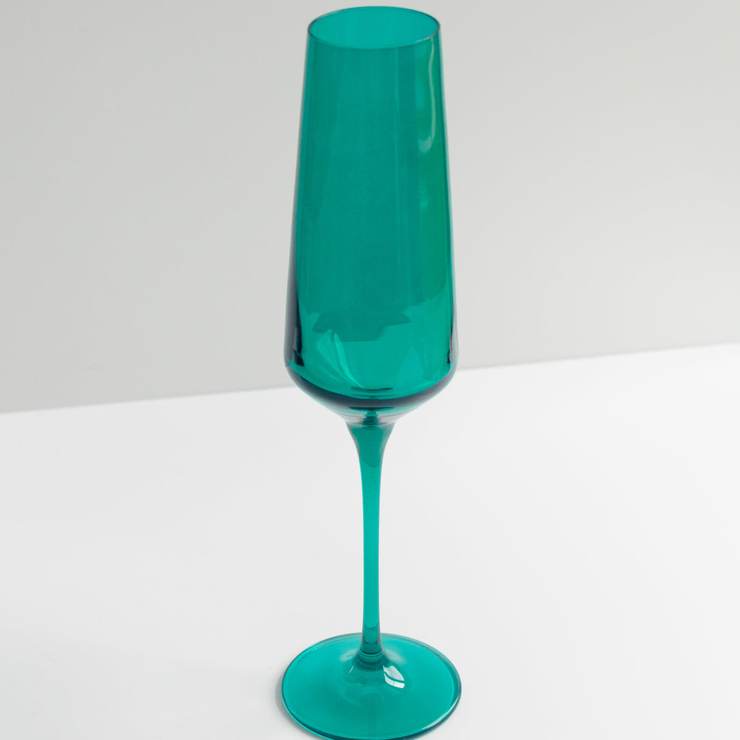 Estelle Colored Champagne Flute - Set of 6 {Emerald Green} Estelle Colored Glass glassware Estelle Colored Champagne Flute - Set of 6 {Emerald Green} Bonjour Fete - Party Supplies