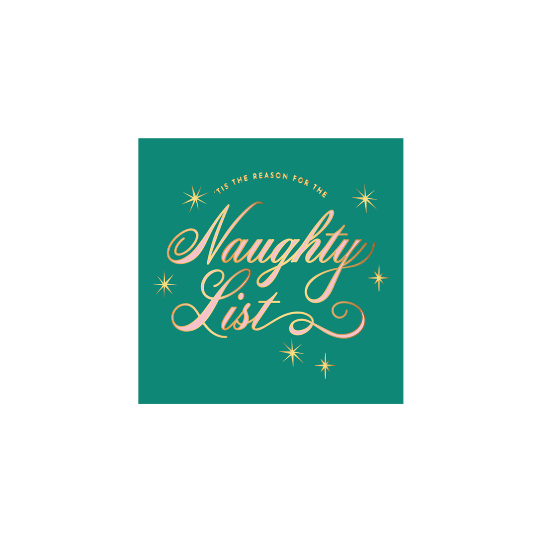 NAUGHTY LIST GREEN COCKTAIL NAPKINS Bonjour Fete Napkins NAUGHTY LIST GREEN COCKTAIL NAPKINS Bonjour Fete - Party Supplies