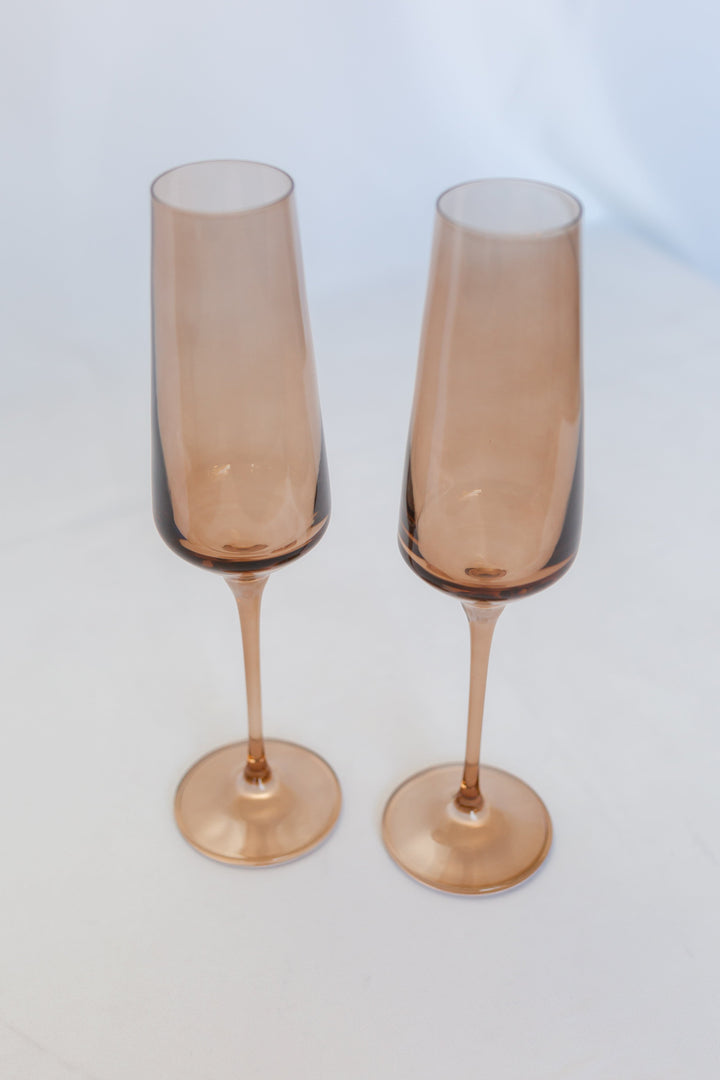 Estelle Colored Champagne Flute - Set of 6 {Mocha Mousse (Our Amber Smoke)}