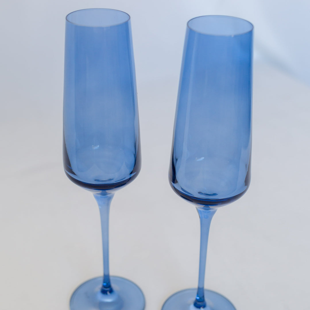 Estelle Colored Champagne Flute - Set of 6 {Cobalt Blue} Estelle Colored Glass Drinkware Estelle Colored Champagne Flute - Set of 6 {Cobalt Blue} Bonjour Fete - Party Supplies