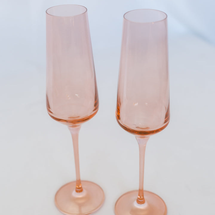 Estelle Colored Champagne Flute - Set of 6 {Blush Pink} Estelle Colored Glass Drinkware Estelle Colored Champagne Flute - Set of 6 {Blush Pink} Bonjour Fete - Party Supplies