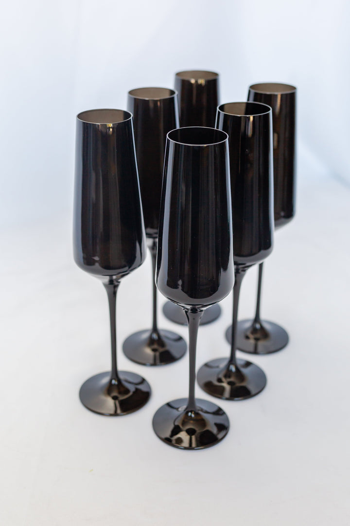 Black Champagne Flute Set