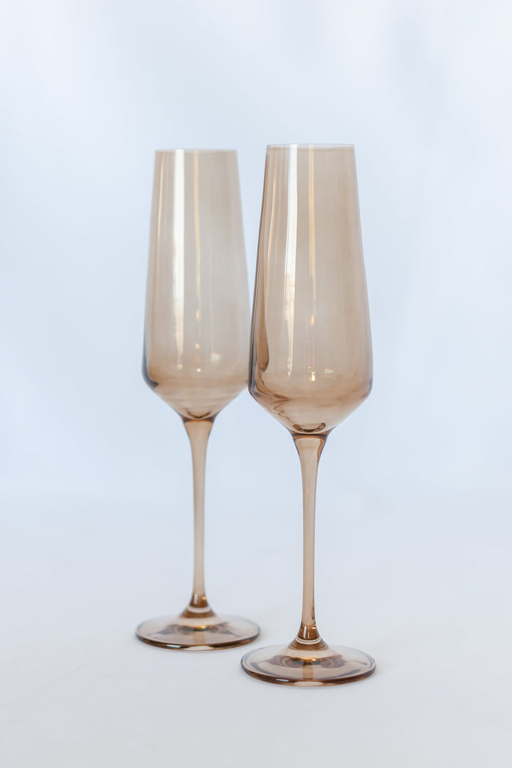 Estelle Colored Champagne Flute - Set of 6 {Mocha Mousse (Our Amber Smoke)}