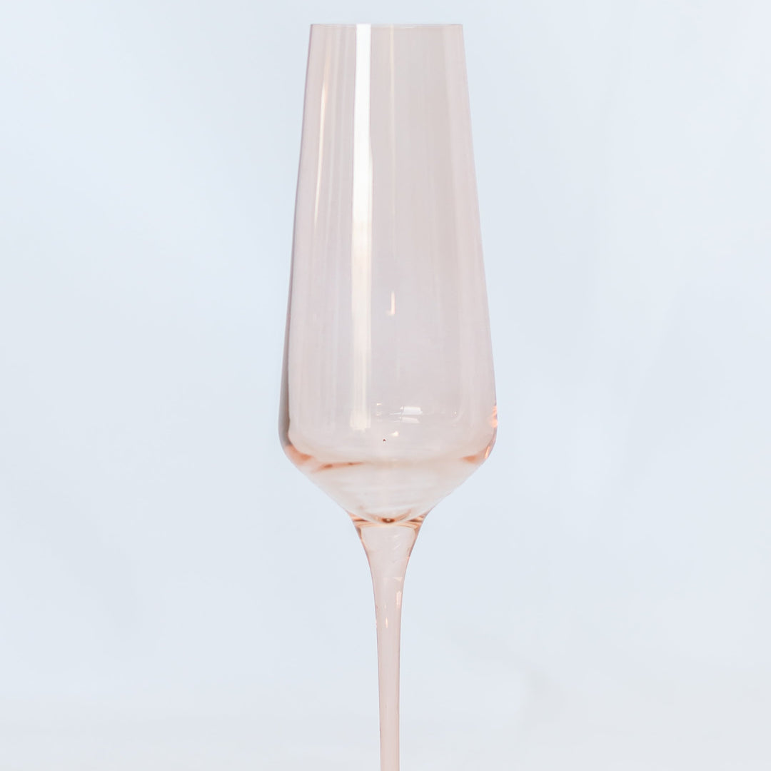 Estelle Colored Champagne Flute - Set of 6 {Blush Pink} Estelle Colored Glass Drinkware Estelle Colored Champagne Flute - Set of 6 {Blush Pink} Bonjour Fete - Party Supplies