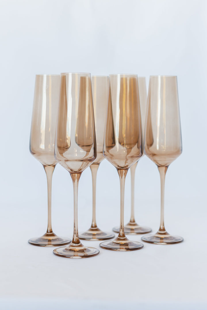 Estelle Colored Champagne Flute - Set of 6 {Mocha Mousse (Our Amber Smoke)}
