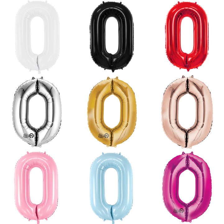 NUMBER 0 FOIL BALLOON LA Balloons Balloons Bonjour Fete - Party Supplies