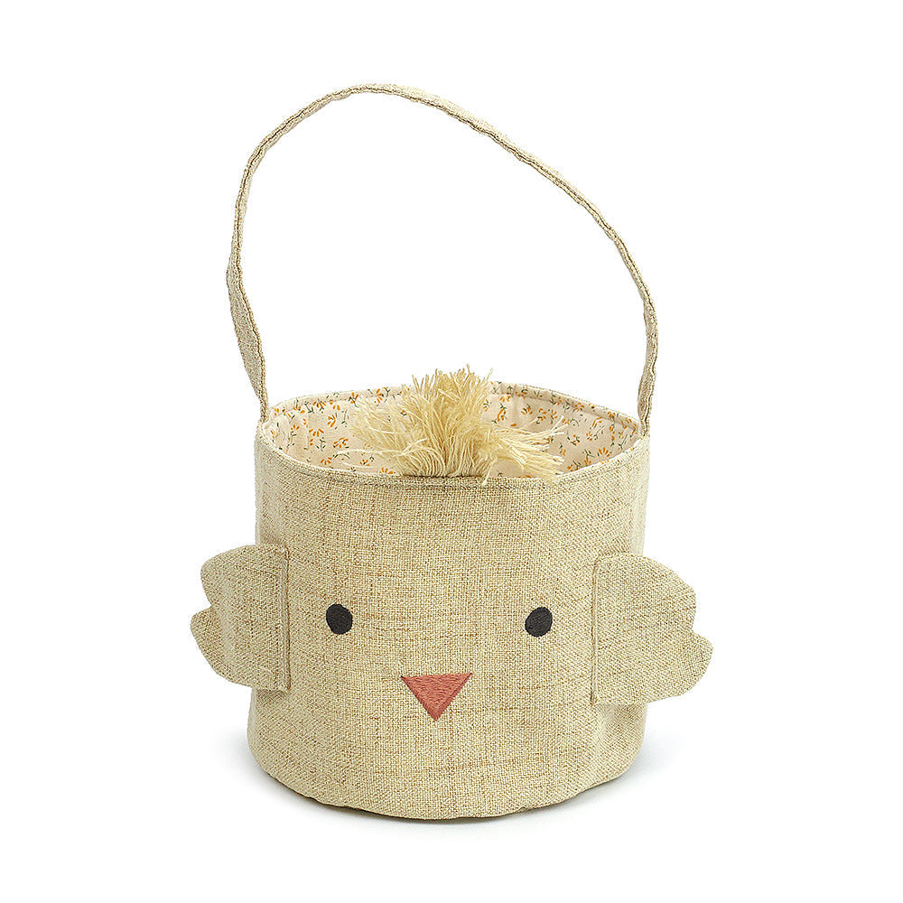Baby Chick Easter Basket in Yellow Linen by Mon Ami
