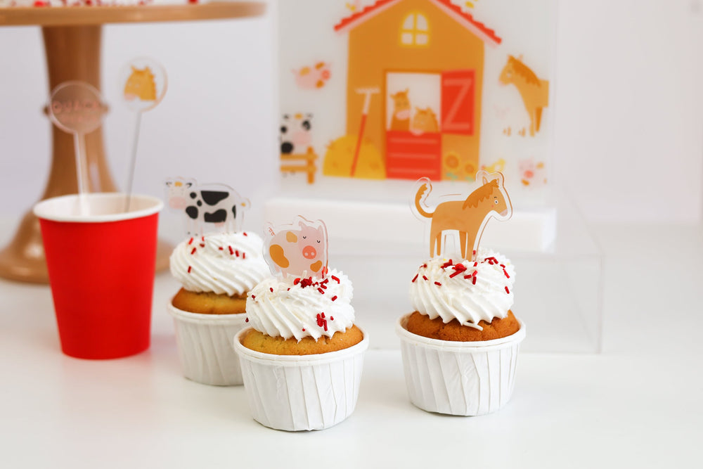 Farm themed acrylic mini toppers by Joyeux Company