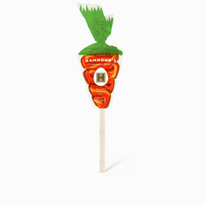 EASTER CARROT SHAPED ORANGE CREAM LOLLIPOP Hammond's Candies Candy EASTER CARROT SHAPED ORANGE CREAM LOLLIPOP Bonjour Fete - Party Supplies