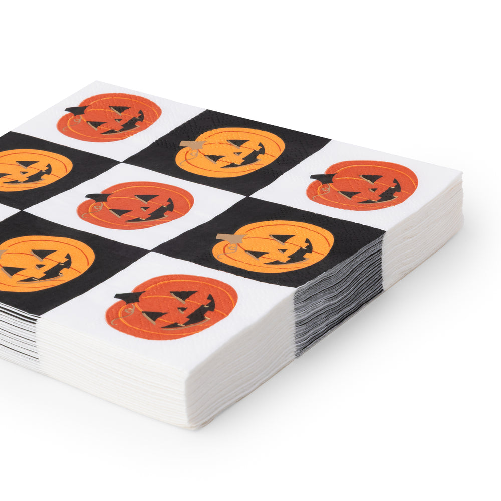 ORANGE JACK-O-LANTERN LARGE NAPKINS Bonjour Fete Napkins ORANGE JACK-O-LANTERN LARGE NAPKINS Bonjour Fete - Party Supplies