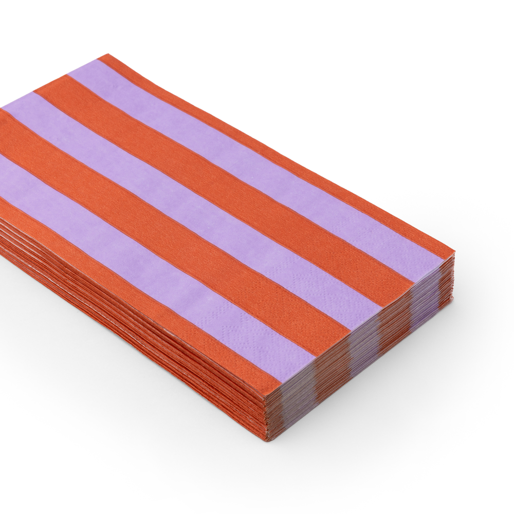 SUNKISSED ORANGE & LILAC SIGNATURE CABANA STRIPE GUEST TOWELS Bonjour Fete Napkins Sunkissed Orange & Lilac Signature Cabana Stripe Guest Towels Bonjour Fete - Party Supplies