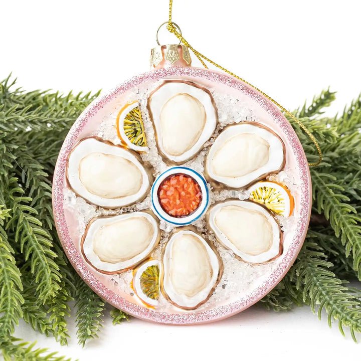 Oyster Bowl Glass Christmas Ornament