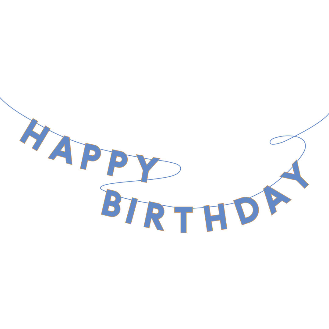 PALISADES BLUE HAPPY BIRTHDAY BANNER Bonjour Fete Garlands & Banners PALISADES BLUE HAPPY BIRTHDAY BANNER Bonjour Fete - Party Supplies