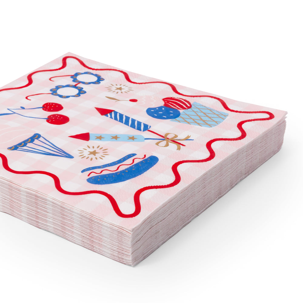 PATRIOTIC PICNIC ICON LARGE NAPKINS Bonjour Fete Napkins PATRIOTIC PICNIC ICON LARGE NAPKINS Bonjour Fete - Party Supplies