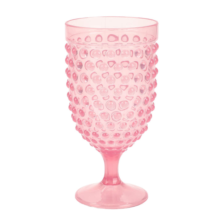 Pink hobnail plastic goblet on a stem
