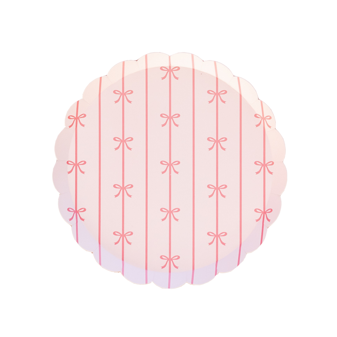 PETAL PINK SIGNATURE BOW SMALL PLATES Bonjour Fete Plates PETAL PINK SIGNATURE BOW SMALL PLATES Bonjour Fete - Party Supplies