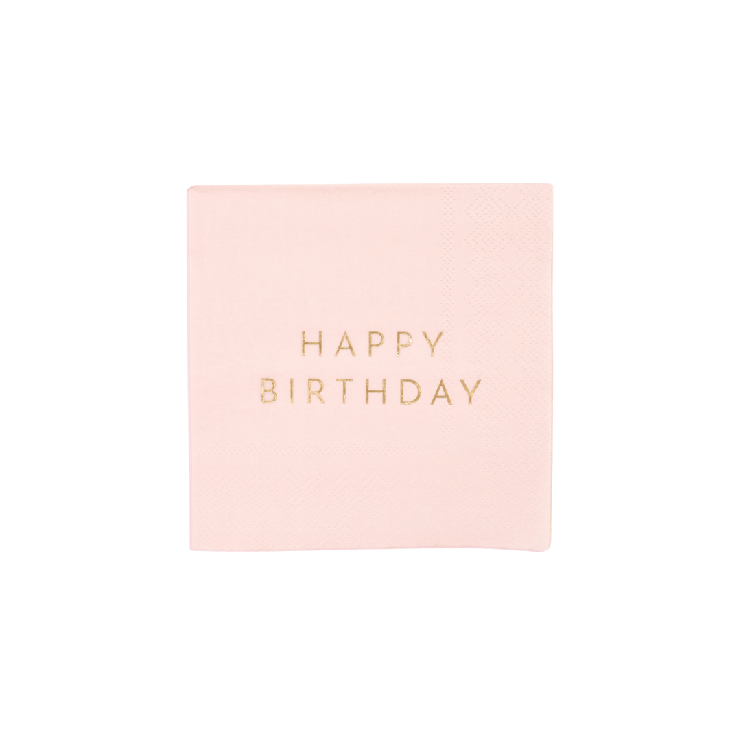 PETAL PINK SIGNATURE HAPPY BIRTHDAY COCKTAIL NAPKINS Bonjour Fete Bonjour Fete - Party Supplies