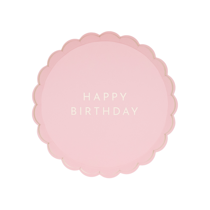 PETAL PINK SIGNATURE HAPPY BIRTHDAY SMALL PLATES Bonjour Fete Bonjour Fete - Party Supplies