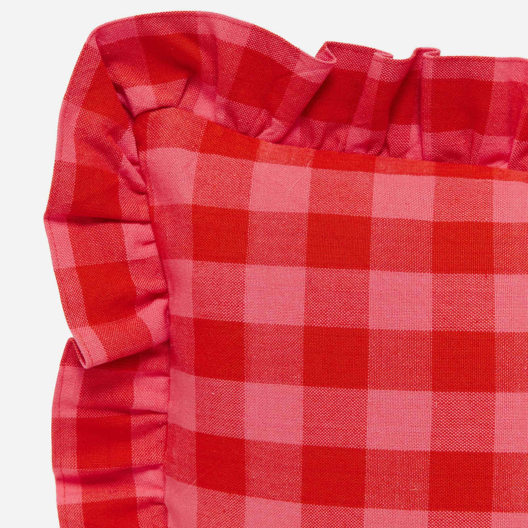 GINGHAM - Guava Petite Pillow Heather Taylor Home simple GINGHAM - Guava Petite Pillow Bonjour Fete - Party Supplies