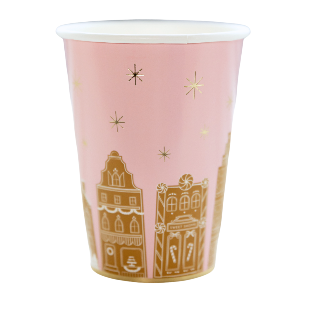 PINK GINGERBREAD CUPS Bonjour Fete Cups PINK GINGERBREAD CUPS Bonjour Fete - Party Supplies