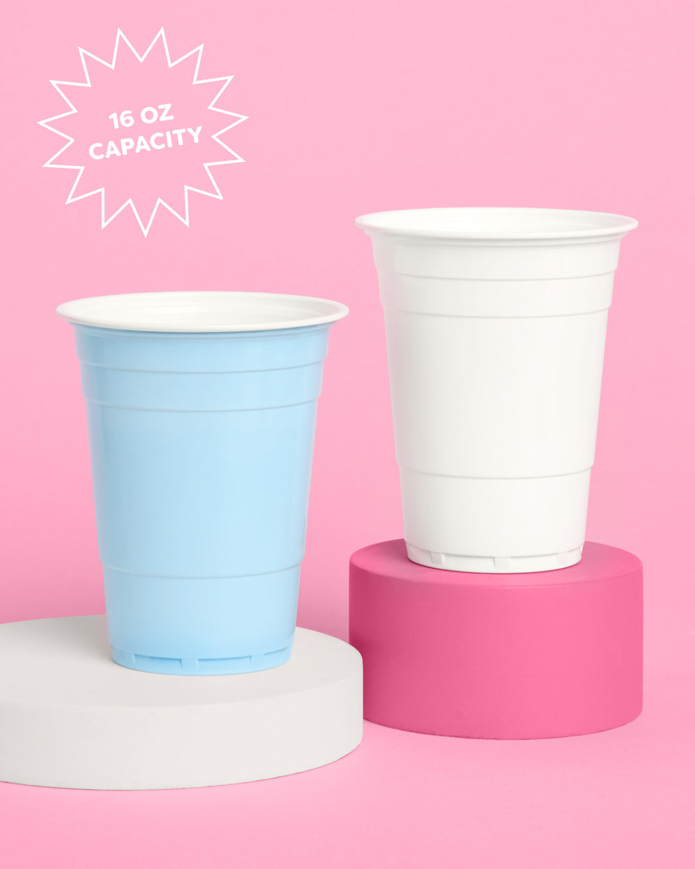 Blue + White Cups - 50 matte 16 oz cups xo, Fetti cups Blue + White Cups - 50 matte 16 oz cups Bonjour Fete - Party Supplies