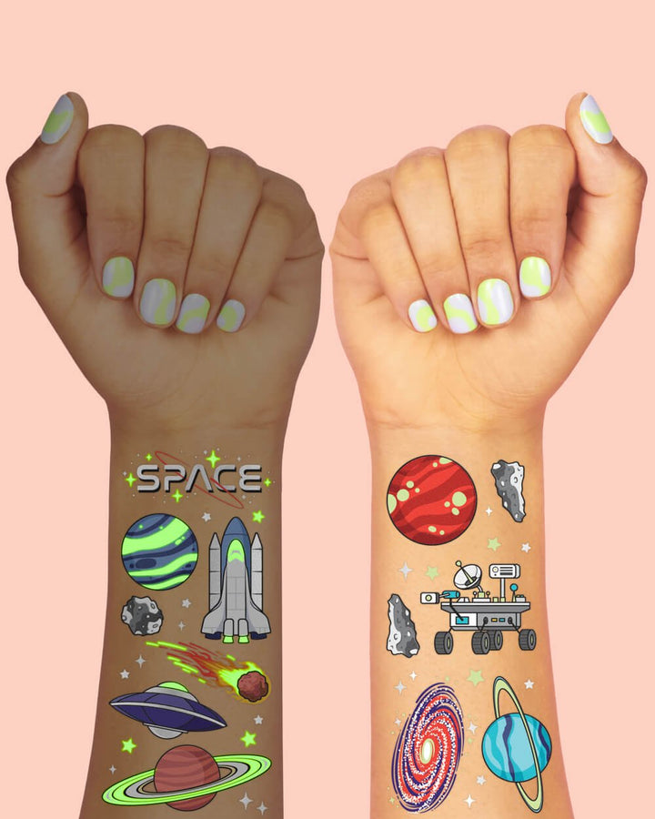 Far Out Glow in the Dark Space Tattoos