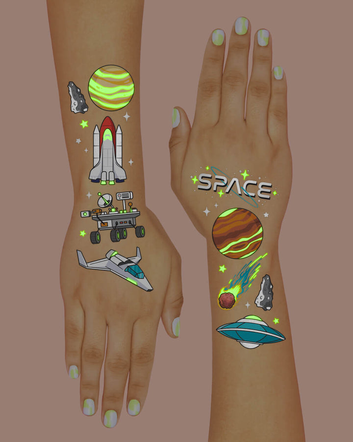 Far Out Glow in the Dark Space Tattoos