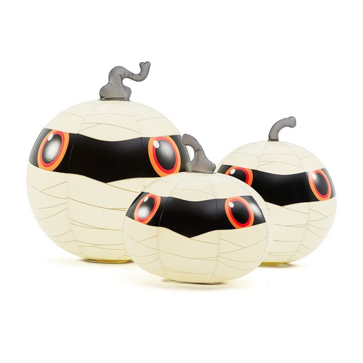 Light-Up Mummy Pumpkin Decorations, Set of 3