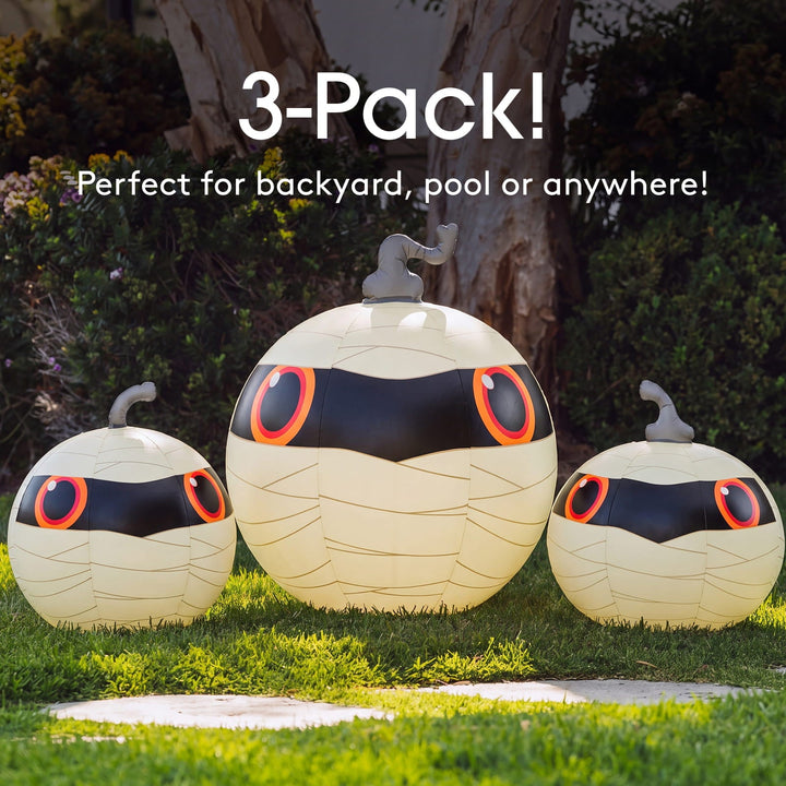 Light-Up Mummy Pumpkin Decorations, Set of 3