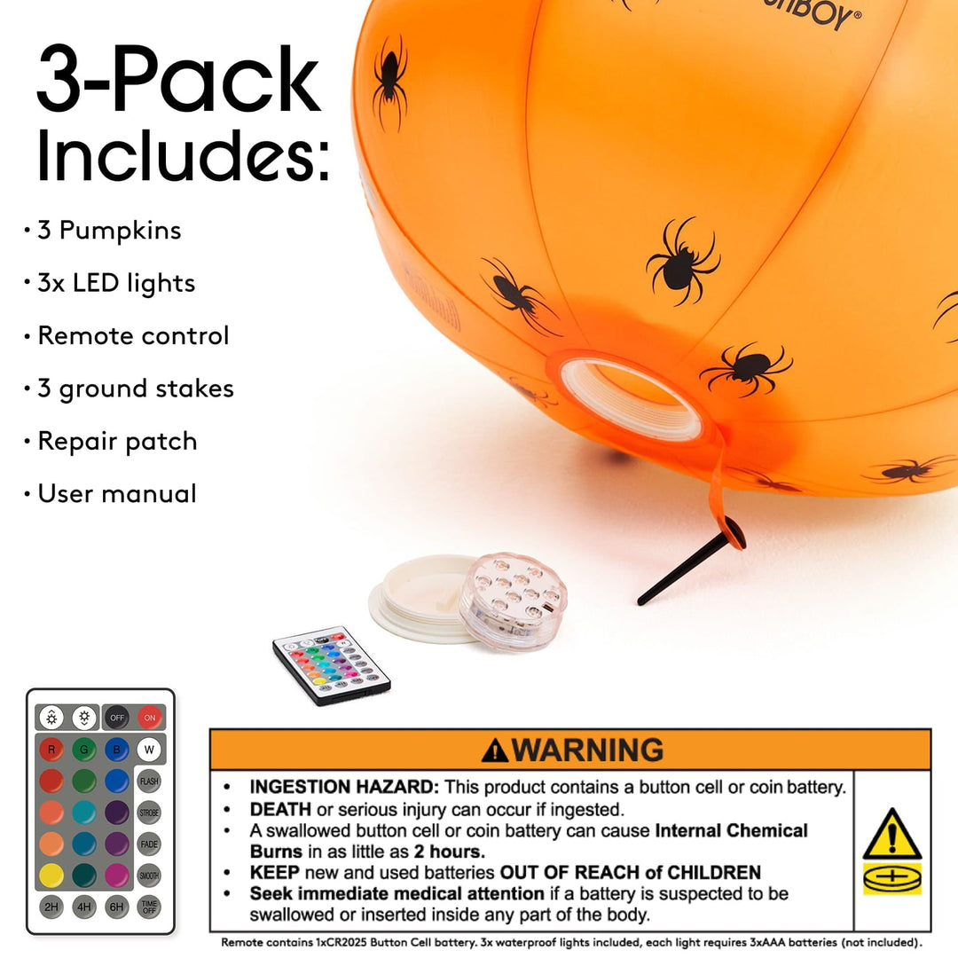 Light-Up Inflatable Pumpkin Decor, Set of 3