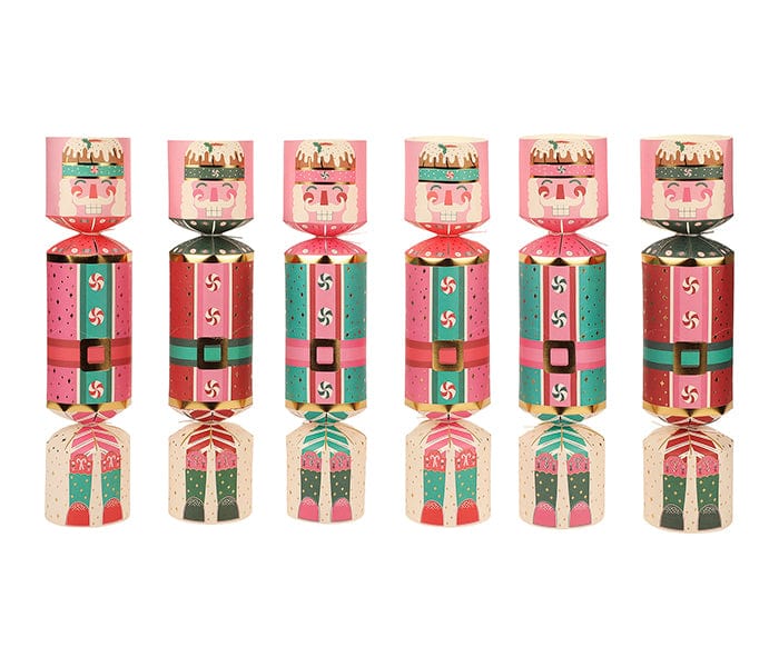 Pastel and gold nutcracker Christmas crackers for holiday place settings