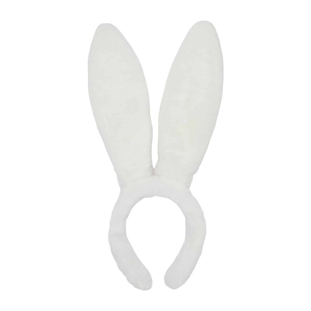 Back of the plush bunny ears headband in solid white