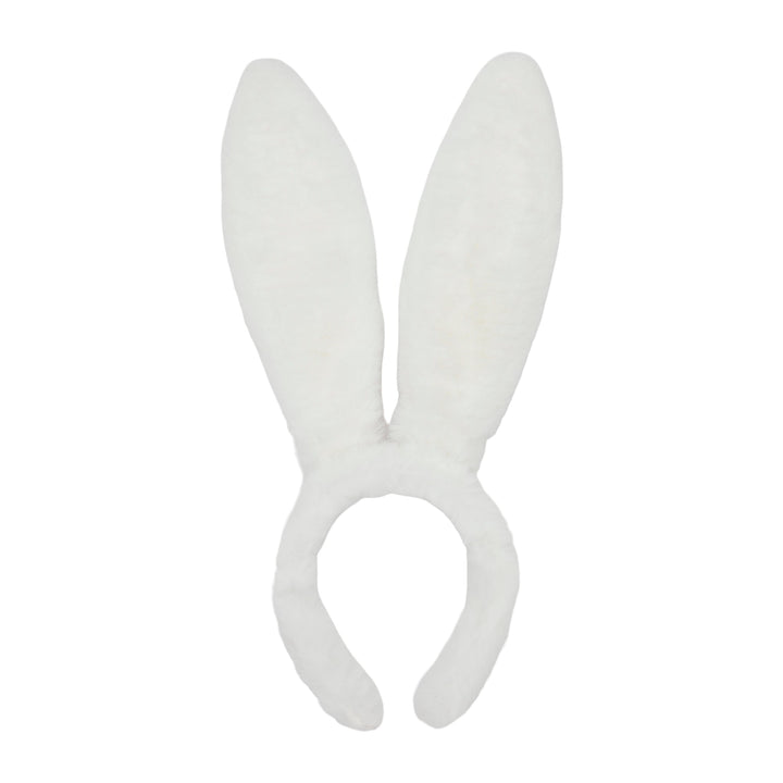 Back of the plush bunny ears headband in solid white